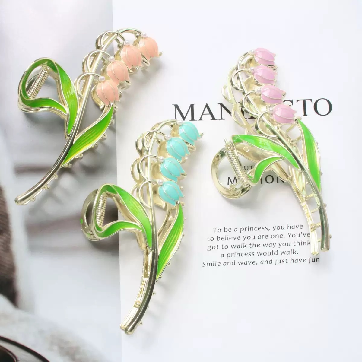 Hi Tech Accessories - Elegante clip in metallo con fiore